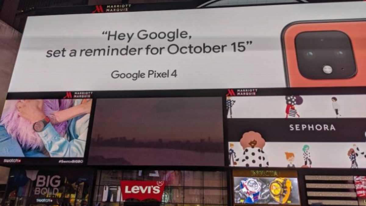 Google Pixel 4 показали на Таймс-Сквер Google Pixel 4 показали на Таймс-Сквер