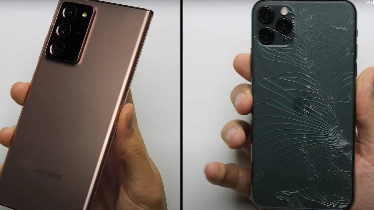 Galaxy Note20 Ultra та iPhone 11 Pro Max: хто міцніший Galaxy Note20 Ultra та iPhone 11 Pro Max: хто міцніший