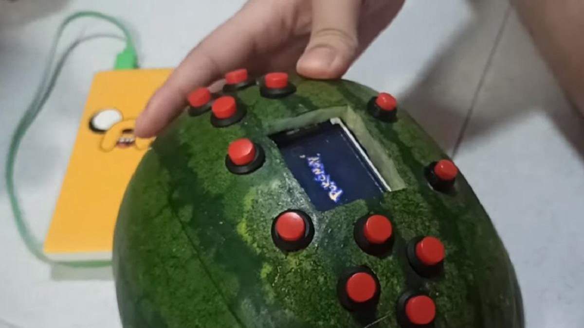 Game Boy Advance в корпусе из арбуза Game Boy Advance в корпусе из арбуза
